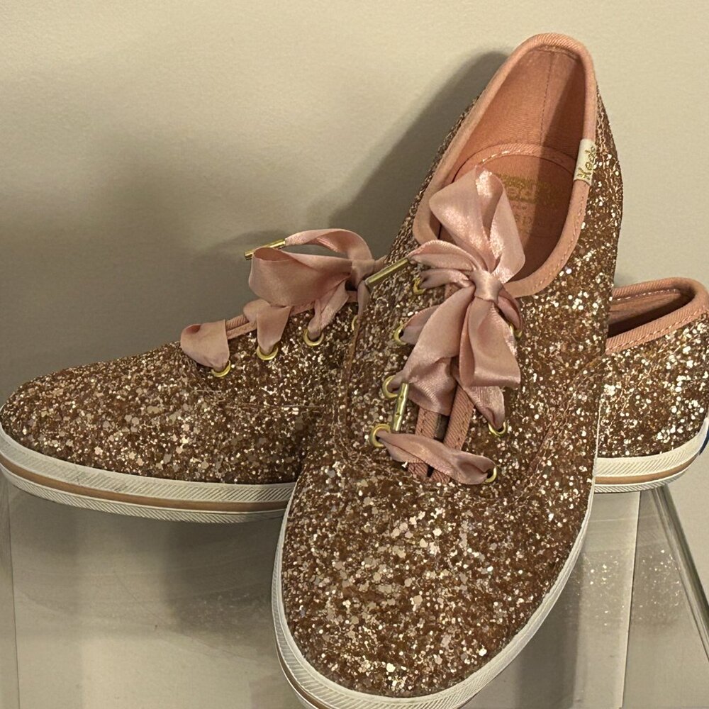 KEDS x KATE SPADE Womens Sz 7 Pink Rose Gold Sparkle/Glitter Low Top shoes